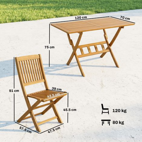 Ensemble de salle à manger de jardin (1 table, 4 chaises pliantes) - Ensemble 5 pièces (1/5)