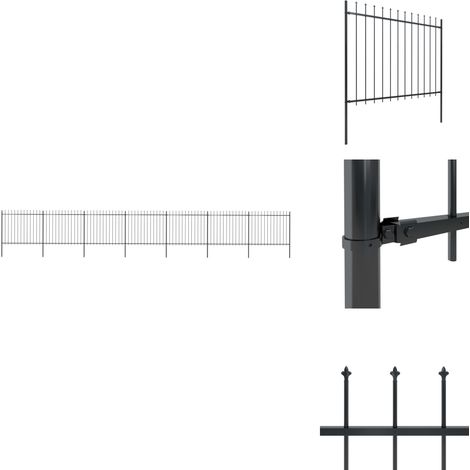 Clôture de jardin avec dessus en lance Acier 11,9 x 1,5 m Noir - Clôture De Jardin - Clôture En Acier - Clôture Décorative - Clôture Noire - Clôture Résistante (1/5)