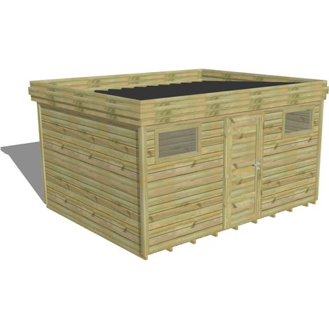 ABRI DE JARDIN bois Pin autoclave 27mm - 4,34x3,44m / 14,9m2 - Bac acier - Plancher bois (1/5)