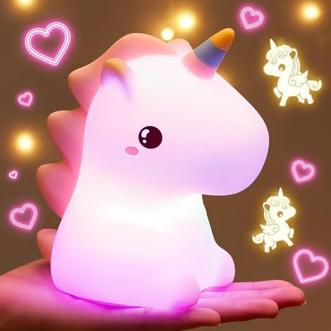 Cadeau licorne pour fille, 16 couleurs + télécommande + silicone + intensité réglable + 12 heures d'autonomie (1/5)