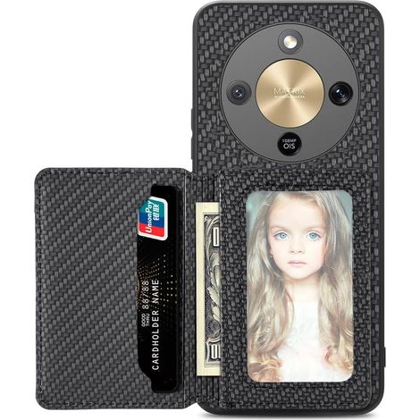 Coque pour Honor Magic8 Lite/Magic 8 Lite / X9d, Étui Ultra Mince Tendre TPU, Housse de Téléphone Antichoc Anti-dérapant avec Blocage RFID Sac de Carte. Le Noir (1/5)