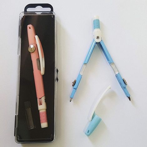 TrAdE Shop Traesio - Compasso Compatto Portatile Per Disegni Tecnici Geometrico Scuola Lavoro Ufficio -