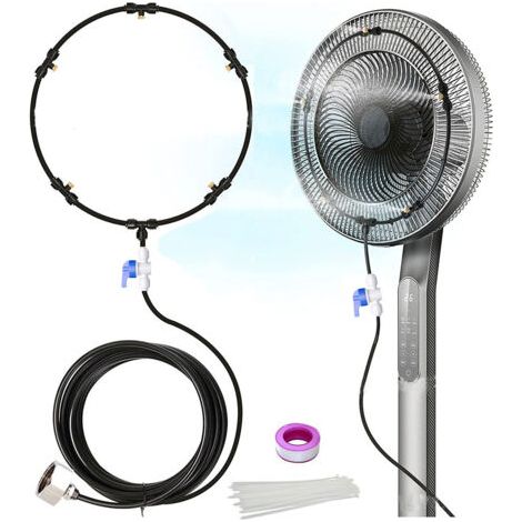 Nazalus- Kit de Brumisation par Ventilateur, Ventilateurs de Brumisation d'eau ,Système de Brumisateurs par Ventilateur, 5M Kit de ventilateur brumisateur extérieur pour une brise de patio fraîche (1/5)