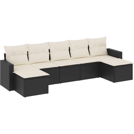 Set Divani da Giardino con Cuscini 7pz Nero Polyrattan vidaXL (1/3)
