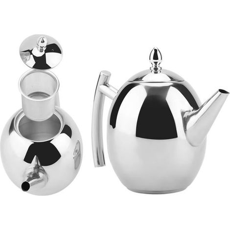 Théière à filtre en acier inoxydable (1 litre - 1000 ml) HB052 (1/4)