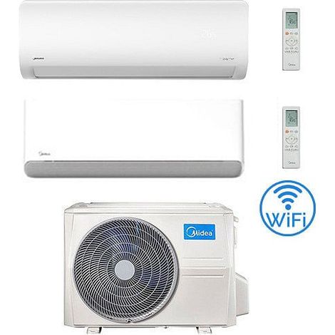 Climatizzatore Condizionatore Midea Xtreme WiFi + Breezeless E R32 Dual Split 9000 + 18000 BTU con U.E. M2OE-18HFN8-Q INVERTER Classe A++/A+ (1/2)