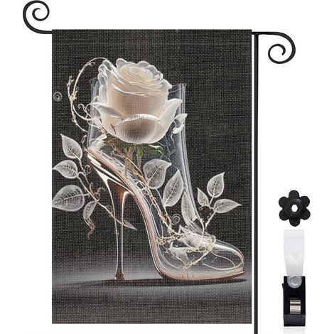 Drapeau de jardin Bienvenue en toile de jute 30 x 45 cm double face mariage (1/5)