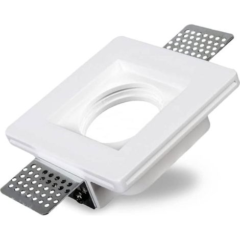 Portafaretto da incasso in gesso a scomparsa quadrato 100x100mm supporto per faretti gu10 e mr16 foro 105x105 mm (1/5)