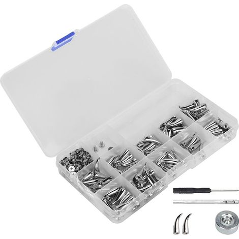 100 Pièces Kit de Rivets Punk Alliage avec 3 Outils Quincaillerie Cuir Pendentif pour Loisirs Créatifs (1/5)