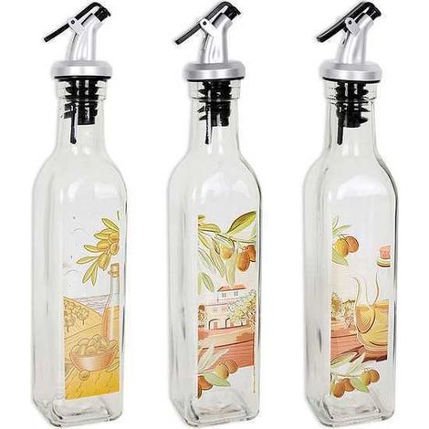 ACEITERA VIDRIO 250ML CON TAPÓN ABS ANNA SURTIDO 3 MODELOS