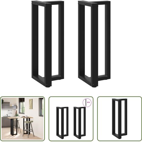 Pied de bar - Pieds de table de bar en forme de T, 2 pièces, noir, 50 x 35 x (100-101) cm, acier (1/5)
