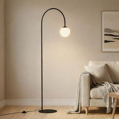 [GEBRAUCHT] B-Ware Stehleuchte Lampe Nova Glas Metall schwarz weiß Wohnzimmer 155cm E14 LED Leuchte (1/2)