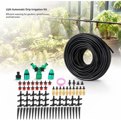 Kit di irrigazione Toivize RY3025 - Tubo flessibile da 25 m (4/7 mm) - Plastica resistente - Irrigazione a goccia automatica per giardino e balcone (1/4)