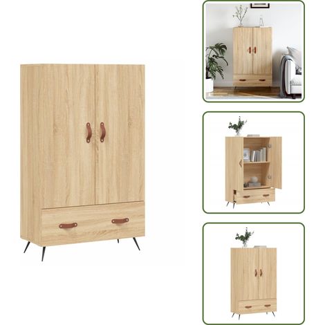 Buffet haut chêne sonoma 69,5x31x115 cm bois d'ingénierie - Buffet Design Moderne - Meuble Rangement - Armoire Cuisine - Commode Salon - Étagère Murale (1/5)