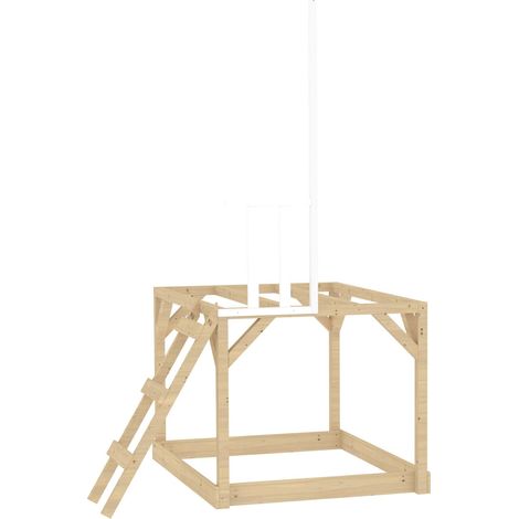 Plateforme pilotis avec balcon blanc pour maisonnette modulable en bois FSC®