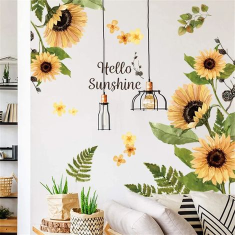 DIY-Wandtattoo-Wandbild, selbstklebende Sonnenblumen-Wandfolie, Wanddekoration für Wohnzimmer, Schlafzimmer, Fenster