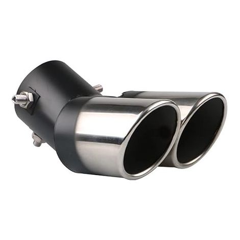 Extremos de tubo de escape universales, puntas de silenciador de acero inoxidable para coche, cola de silenciador de doble salida, curva plateada (1/3)