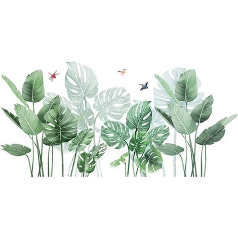 Stickers muraux - 1 Set/ 2 pièces - Décoration murale - Décoration murale intérieure - Stickers muraux feuilles - Stickers muraux palmier et feuille de monstera - Autocollant plantes vertes - Autocoll (1/5)