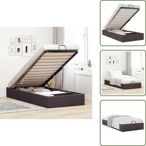 vidaXL Cadre de lit ottoman sans matelas marron foncé 90x190 cm tissu (1/5)