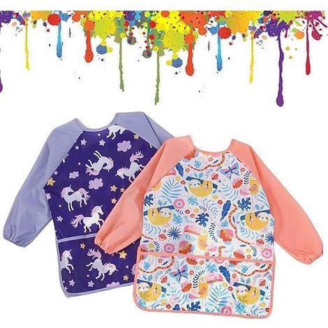 Tablier Peinture Enfant - Unisexe - Imperméable - Manches Longues - 3 à 8 ans - Violet (1/4)