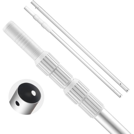 Perche télescopique piscine 1 à 3,65 mm, perche de nettoyage réglable professionnelle pour épuisette, râteau, brosse et tête d'aspiration, manche robuste (1/5)