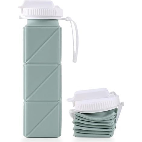 Gourde Pliable en Silicone 620ml Bouteille R��utilisable sans BPA Ecologique & Compacte Enfant et Adulte Id��al Pour le Sport, Voyage, Randonn��e, Running, Camping