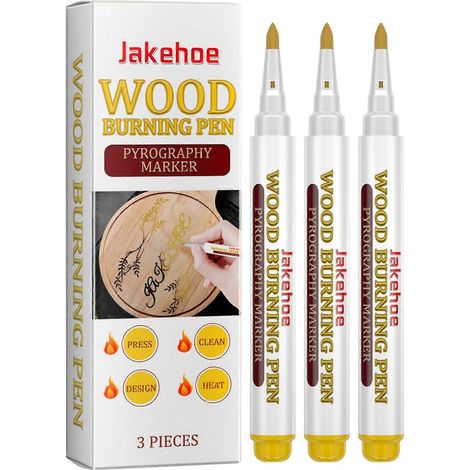 Kit de marqueurs à pyrogravure avec 3 pochoirs de mots inspirants - Outil d'art de pyrogravure pour le travail du bois, pointes PET, kit de marqueurs à pyrogravure DIY (1/4)