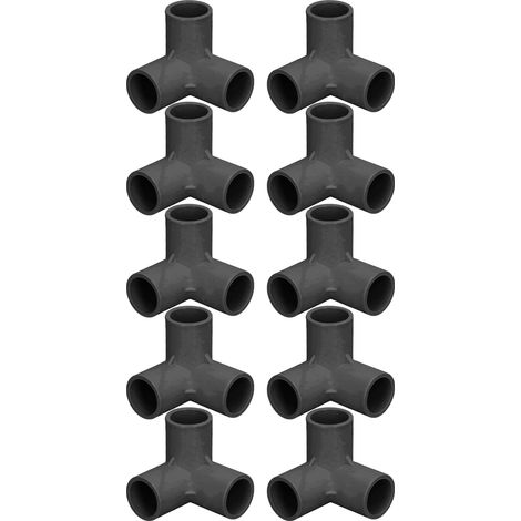 Lot de 10 raccords de tuyauterie en té, coude et connecteur d'angle en PVC, diamètre intérieur 25 mm, noir (1/5)
