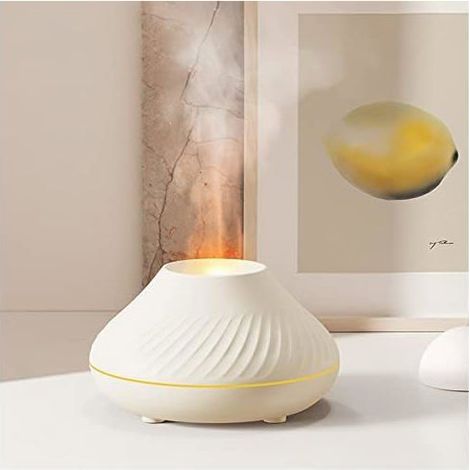Ecleanfy - Diffuseur d'huiles essentielles pour aromathérapie, 7 couleurs de flamme, convient pour la maison et la chambre (blanc).
