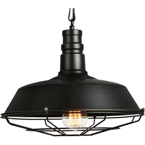 36CM Iron Metal Retro Ceiling Light Vintage Pendant Light Industrial Ceiling Lamp For Bedroom Bar Cafe Black