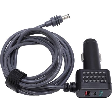 Chargeur de Voitures Satellites, Ports de Chargement Rapide à Double Rapide, Prise et Jeu Facile, Câble d'alimentation Résistant à l'eau 12-24V 5m, Gris Noir, électronique ABS (1/5)
