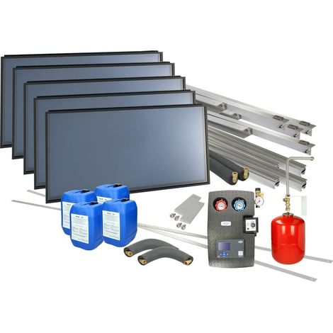 Set solaire 4plus toit plat horizontal 5 capteurs (surface brute 12,65 m²)