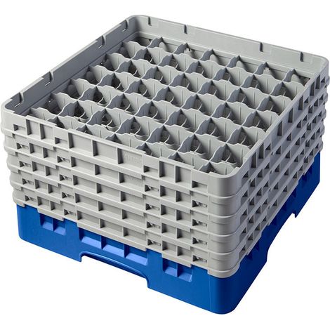 Casiers de lavage - 49 compartiments verres - Haut max 25.7 cm - 50 x 50 x 30.8 cm - Bleu - Lot de 2 - Cambro