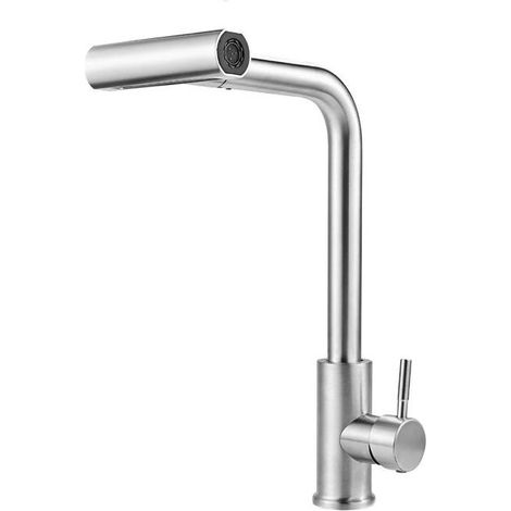 CYRILL – Rubinetto da cucina in nichel spazzolato per acqua fredda, miscelatore da cucina con doccetta estensibile in acciaio inossidabile - Rubinetto da cucina ruotabile a 360° Finitura spazzolata (1/5)