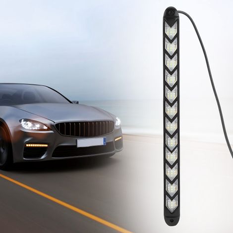 2 bandeaux lumineux clignotants étanches pour voiture, feux de jour blanc/ambre avec 12 LED, bandeau flexible de phare directionnel (1/5)
