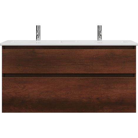 burgbad Lin20 double lavabo en céramique Blanc brillant avec