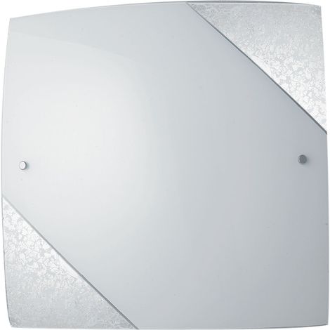 "Plafoniera PARIS in vetro con decoro in foglia argento 40x40 cm."