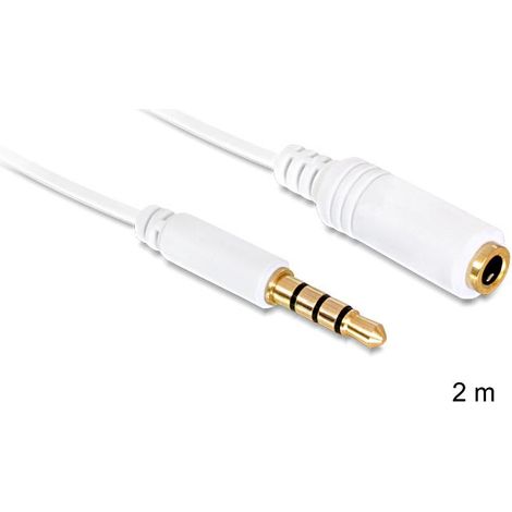 DeLOCK 20-84482 Stereo-Audiokabel Klinke 3,5 mm Stecker / Buchse iPhone, 4 Pin 2 m (1/4)