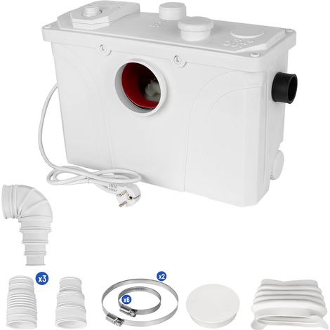 1 Broyeur Sanitaire 700W, Pompe Relevage 190L/min, 4 Entrées Eaux Usées, Pour Toilette Douche Lavabo