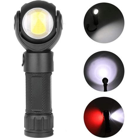 MINKUROW Led Cob Work Light 7 modos 360 ° cabeza giratoria USB linterna cola carga magnética Led antorcha 15,5x3,5x5,5 cm para reparación de automóviles, Camping (1/5)