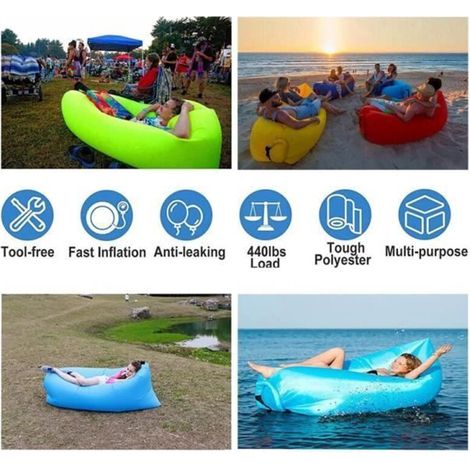 Aufblasbarer Sofa-Liegestuhl – wasserdicht und auslaufsicher mit Tragetasche, ideal für Reisen und Camping (1/5)