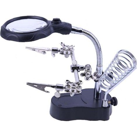 Loupe de Soudure avec Lampe à LED Aide Les Mains 3.5X 12x Loupe à souder Dispositifs de Maintien avec Clips de Pince de réparation de réparation de réparation (1/5)