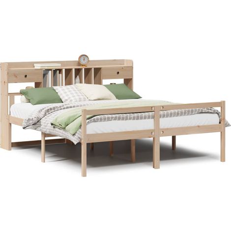 Maison Exclusive - Massivholzbett mit Regal ohne Matratze 180x200