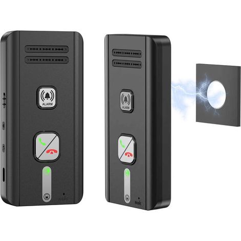 Interphone sans Fil, 500m Système D'interphone sans Fil Longue Portée, Interphone Interieur, Intercom pour Bureau, Maison, Personnes âgées (Noir) (1/5)