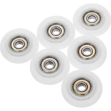 Lot de 6 Poulies Porte Coulissante Nylon Roulement Billes Capacité Forte 30kg Accessoire Armoire Salle de Bain Rail (1/5)