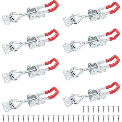 8Pcs Loquet à Bascule Métal GH-4001 Loquet de Serrage Fermeture Capot Fermeture a Levier Capacité de Rétention 100kg 220lbs Menuisier Sauterelles Bascule Pince Réglable pour Armoire Port (1/5)