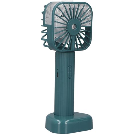 Ventilateur de poche portable à brumisation, rechargeable par USB et alimenté par batterie, silencieux et rafraîchissant, idéal pour les voyages et les activités de plein air (vert). (1/5)