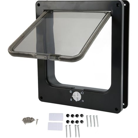 Toivize Porte pour animaux de compagnie résistante à l'usure avec fermeture automatique pour fenêtre – Porte intérieure pour chats, compatible avec toutes les portes intérieures standards – Noir, gran (1/5)