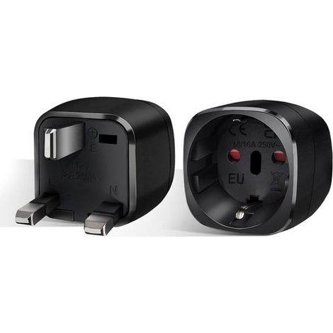 Passend für [2 Stück]: Britischer Steckeradapter，Reiseadapter von Frankreich nach Großbritannien，Typ-G-Adapter (schwarz) (1/5)