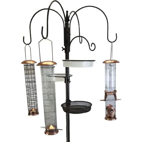 Deluxe Complete Metal Bird Feeding Station with Large Copper Style Feeders (1/5)